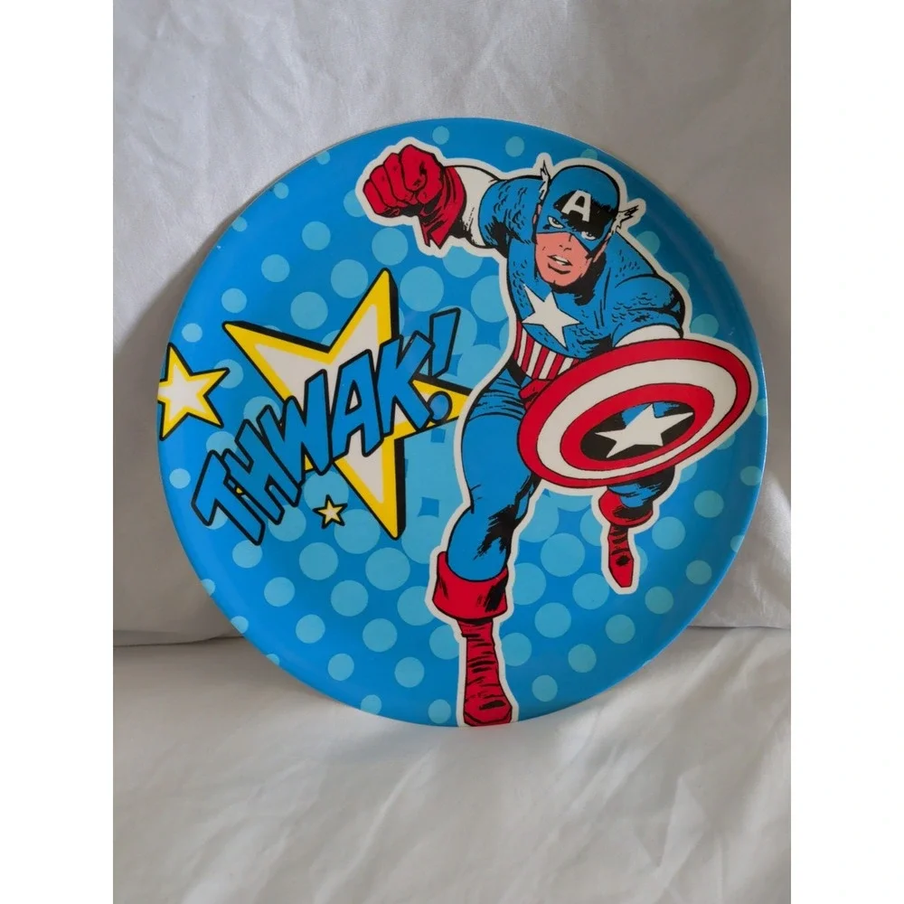 Lot of 3 Superhero plastic plates: Spider Man Captain America Hulk